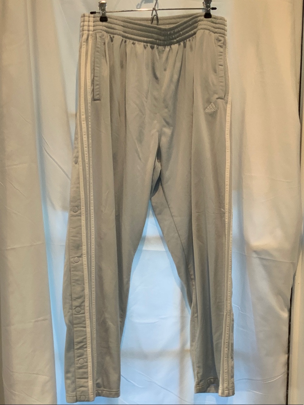 adidas Light Gray Snap-Button Track Pants